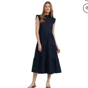 Mexx Navy Blue Tiered Midi Dress